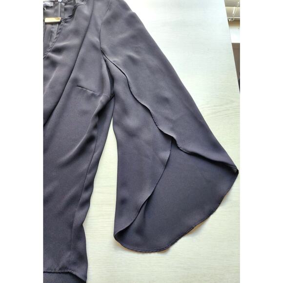 TOP/BLOUSE-INC INT'L CONCEPTS-Black-Sheer-Back Zipper-Open Flowing Sleeves-SZ 16 - Picture 5 of 16